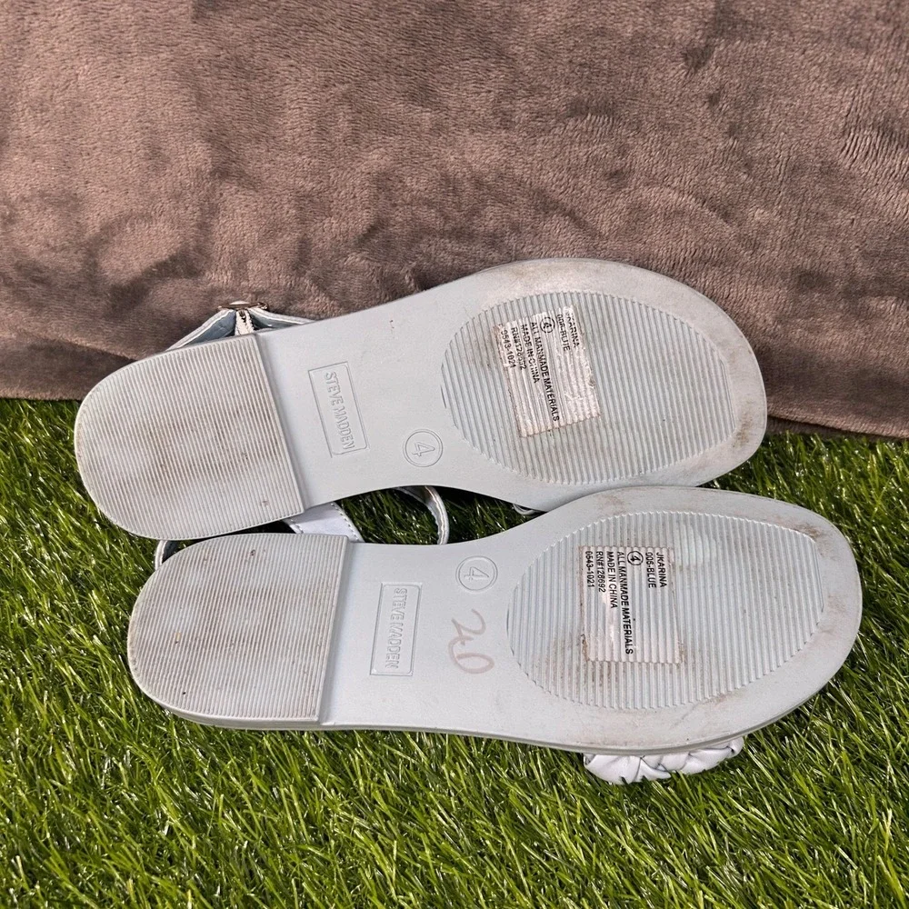 Steve Madden JKarina Sandals Kids Size 4 Blue Braided Strap Ankle Buckle